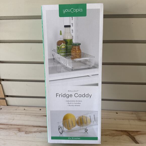 YouCopia RollOut Fridge Caddy, 6" Wide 6" Wide, Clear - Picture 8 of 12
